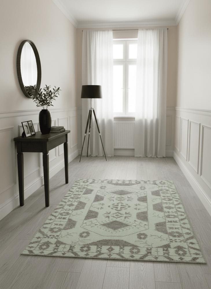 Ivory and Brown Traditional Hand Knotted Multi Size wool Area Rug