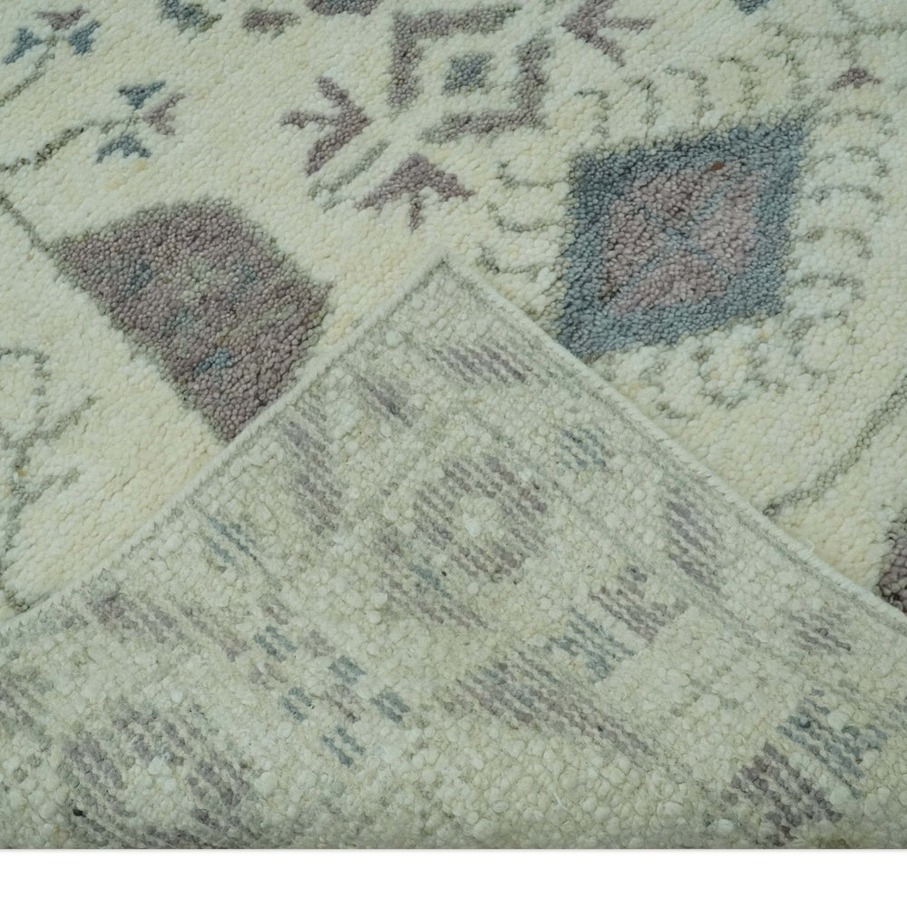 Ivory and Brown Traditional Hand Knotted Multi Size wool Area Rug