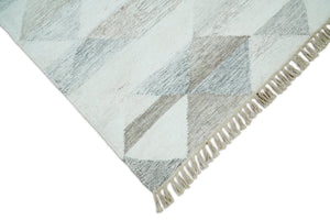 Modern Style Ivory and Gray Kilim Fine Wool Blend Rug