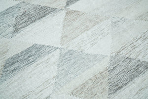 Modern Style Ivory and Gray Kilim Fine Wool Blend Rug