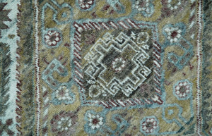 Ivory and Olive 8x10 Hand Knotted Traditional Design wool area rug