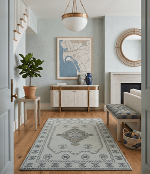 Ivory and Peach Persian Style Tribal Hand Tufted Wool Area Rug