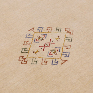 Ivory Border Patterns Hand Loomed Wool Area Rug