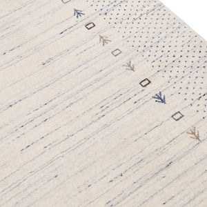 Ivory Contemporary Gabbeh Border Design Hand Loomed Wool Rug