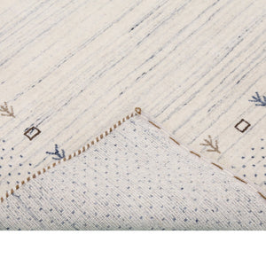 Ivory Contemporary Gabbeh Border Design Hand Loomed Wool Rug
