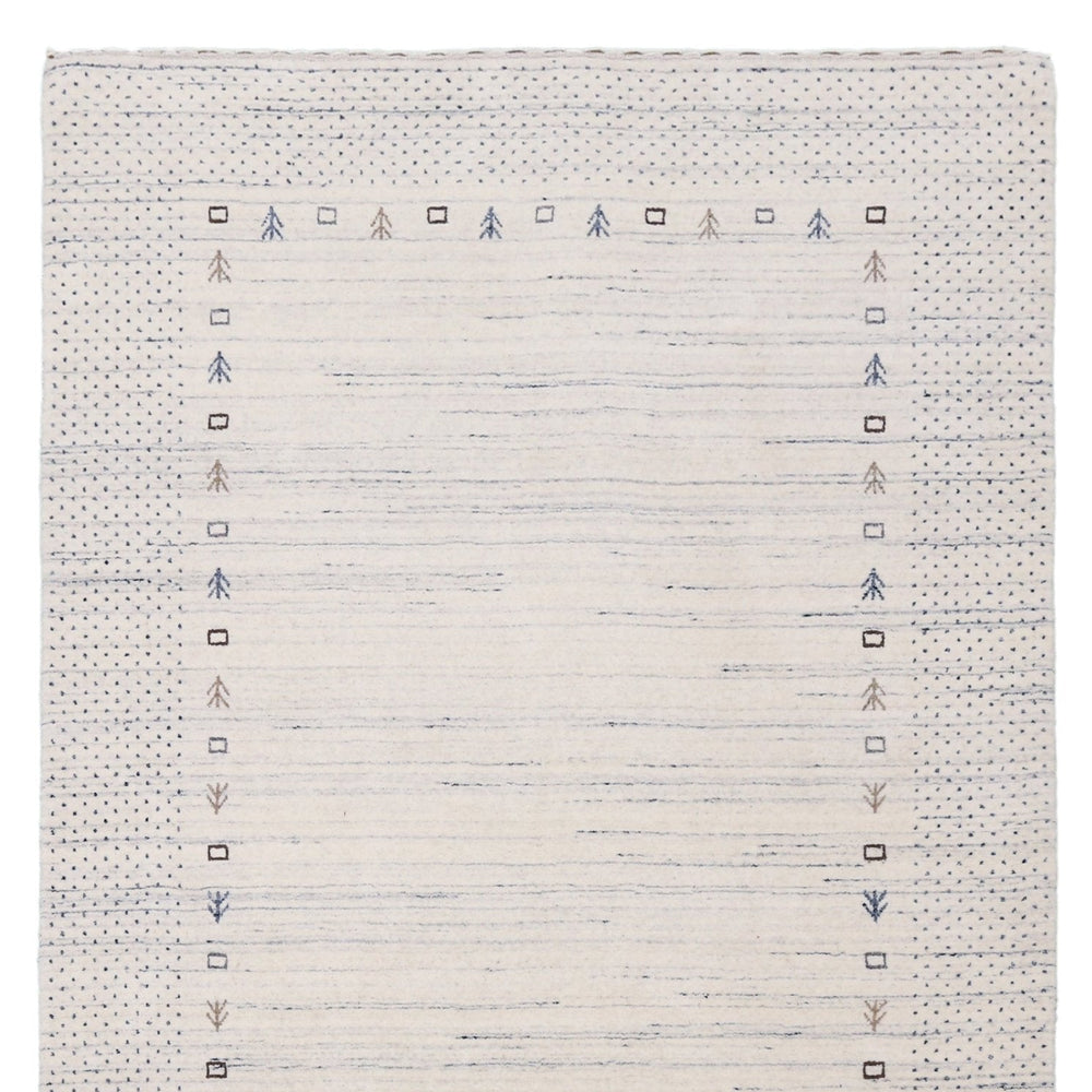 Ivory Contemporary Gabbeh Border Design Hand Loomed Wool Rug