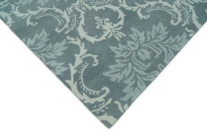 Hand Tufted Ivory, Gray and Blue Contemporary Style Wool Area Rug