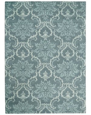 Hand Tufted Ivory, Gray and Blue Contemporary Style Wool Area Rug