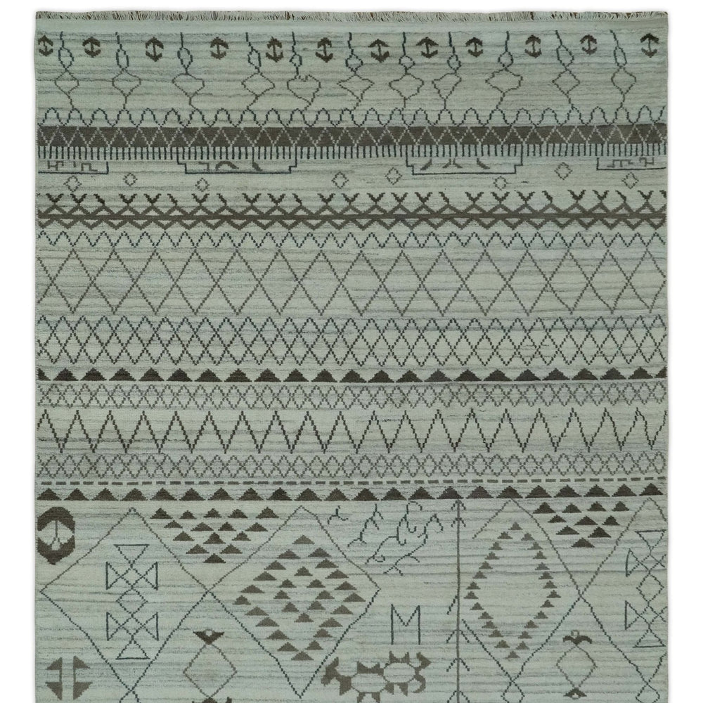 Ivory, Gray and Charcoal Hand Knotted Multi size Southwestern wool area Rug