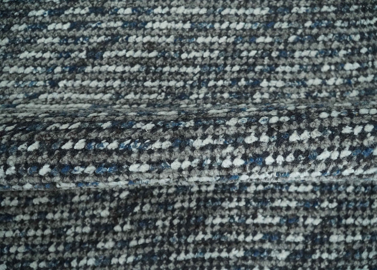 Ivory, Gray, Charcoal and Brown Antique Stripes Design Hand knotted 8x10 wool Area Rug