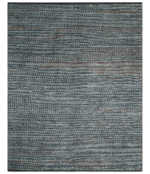 Ivory, Gray, Charcoal and Brown Antique Stripes Design Hand knotted 8x10 wool Area Rug