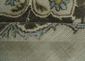 Ivory, Green and Beige Traditional Medallion Hand knotted Multi Size wool Area Rug