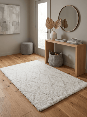Ivory Modern Style Handmade Wool Area Rug