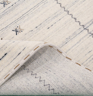 Ivory Modern Tribals Design Hand Loomed Wool Area Rug
