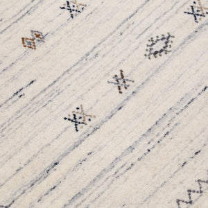 Ivory Modern Tribals Design Hand Loomed Wool Area Rug