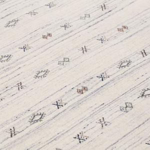 Ivory Modern Tribals Design Hand Loomed Wool Area Rug