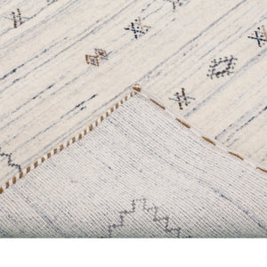 Ivory Modern Tribals Design Hand Loomed Wool Area Rug