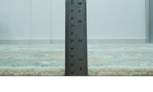 Ivory, Olive and Teal Hand Knotted Traditional Heriz Custom Made wool area rug