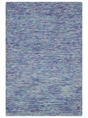Purple and Blue Modern Solid Hand Tufted Wool Rug