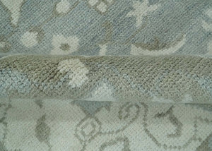 Ivory, Silver and Olive Traditional Heriz Medallion Hand Knotted Multi Size wool Area Rug