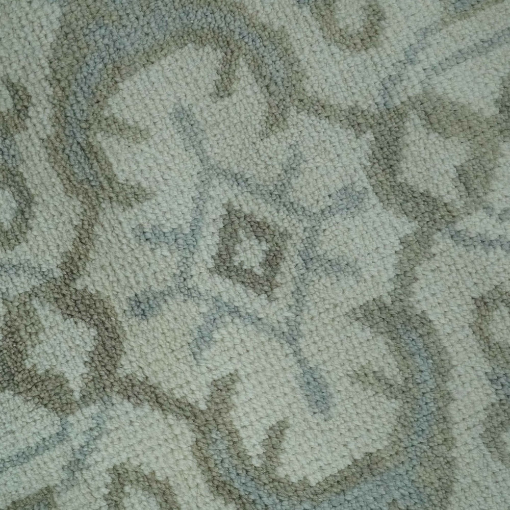 Ivory, Silver and Olive Traditional Heriz Medallion Hand Knotted Multi Size wool Area Rug