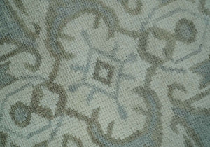 Ivory, Silver and Olive Traditional Heriz Medallion Hand Knotted Multi Size wool Area Rug