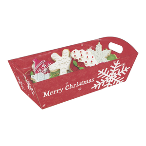 Cookie Tray With Cello Wrap - Snowflakes on Red