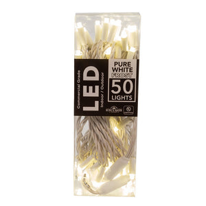 50-Light Pure White Frosted LED White Wire Light Set