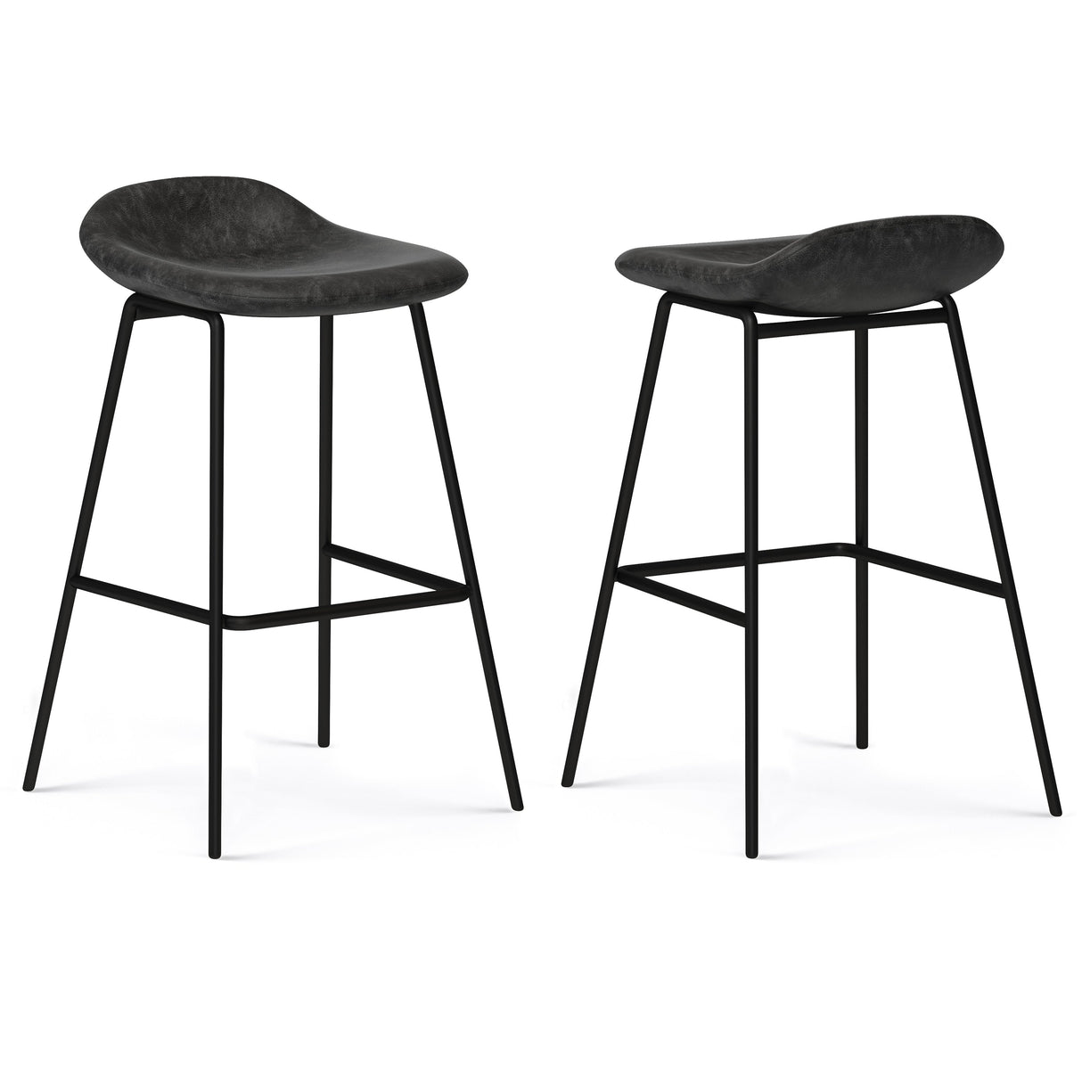 Horizons Faux Leather Stool with Padded Seat and Footrest, Set of 2
