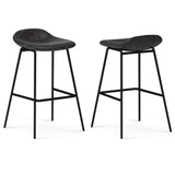 Horizons Faux Leather Stool with Padded Seat and Footrest, Set of 2