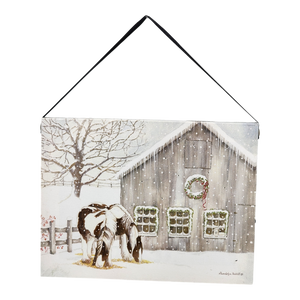 Fiber Optic Lighted Canvas Art - Grazing at the Barn
