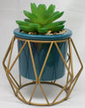 Potted Artificial Succulent with Metal Stand -