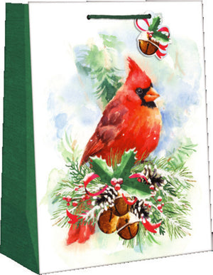Traditional Large Christmas Gift Bag - Christmas Cardinal