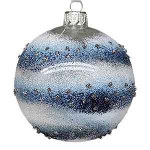 Cobalt Star Glass Ornament Set - 80mm - Blue and White