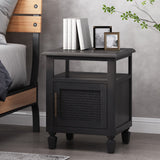 Black Nightstand with Cane Accent