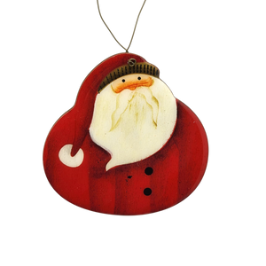 Whimsical Chubby Santa Wooden Ornament