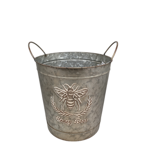 Honey Bee Embossed Galvanized Bucket -