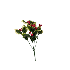 13-Inch Faux Green Holly With Red Berries