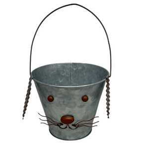 Galvanized Metal Bunny Design Bucket with Ears - Small