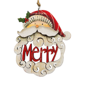 Laser Cut Wooden Ornament - Merry Santa Beard