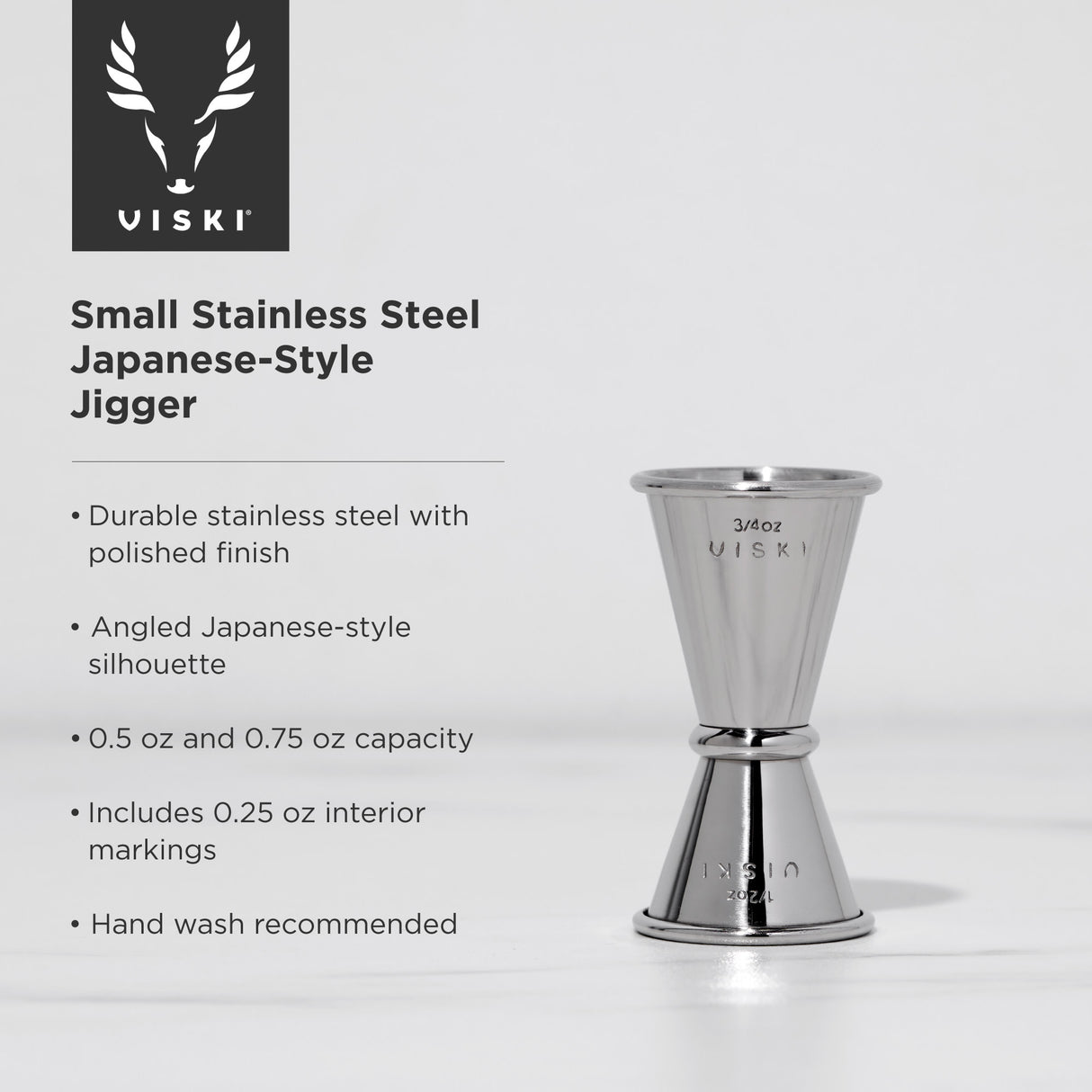 Small stainless steel japanese style jigger by viski®