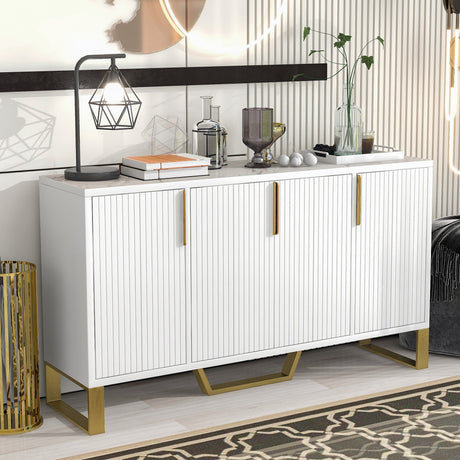 Jack Kitchen Sideboard with Four Doors, Metal handles and Legs and Adjustable Shelves Kitchen - Pier 1