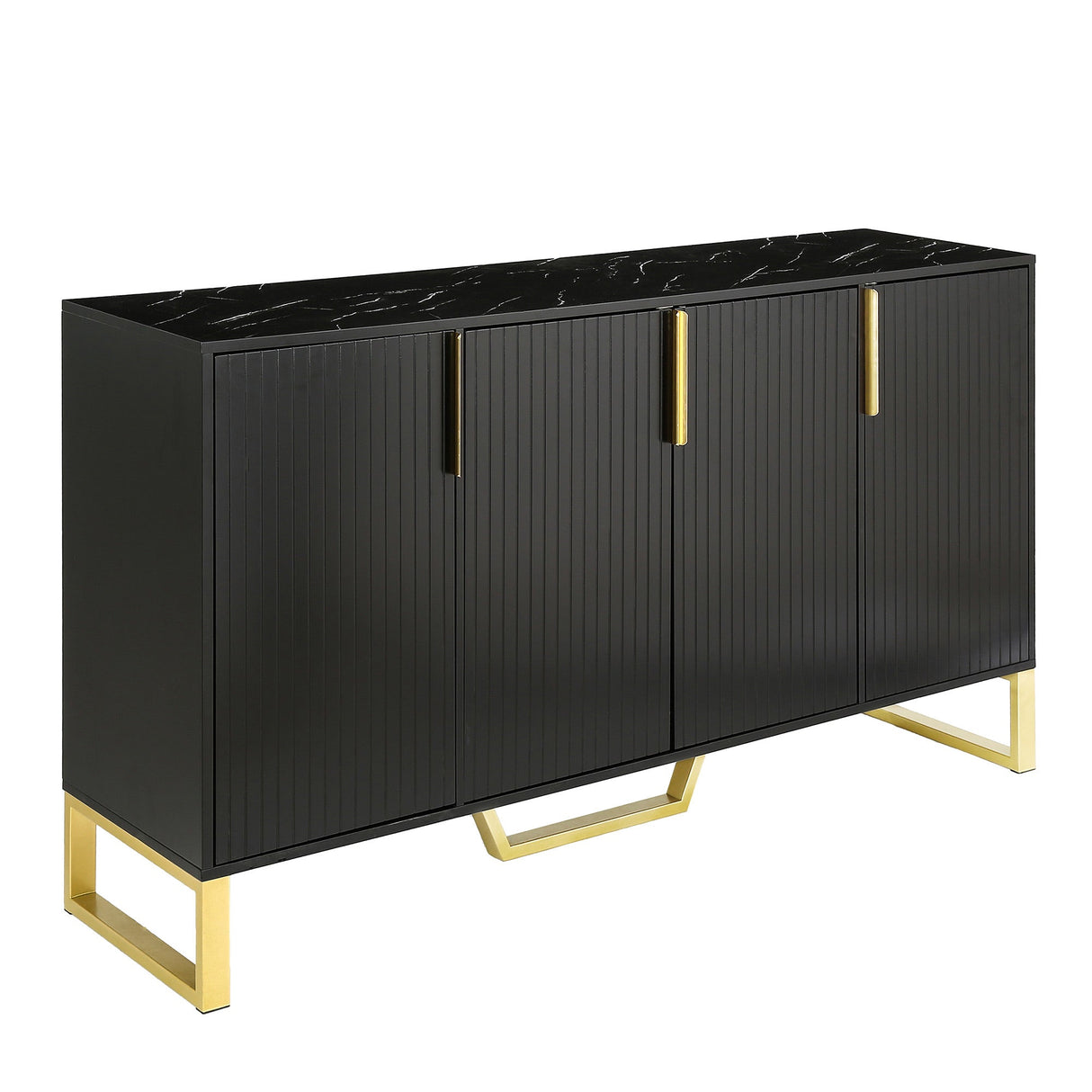 Jack Kitchen Sideboard with Four Doors, Metal handles and Legs and Adjustable Shelves Kitchen - Pier 1