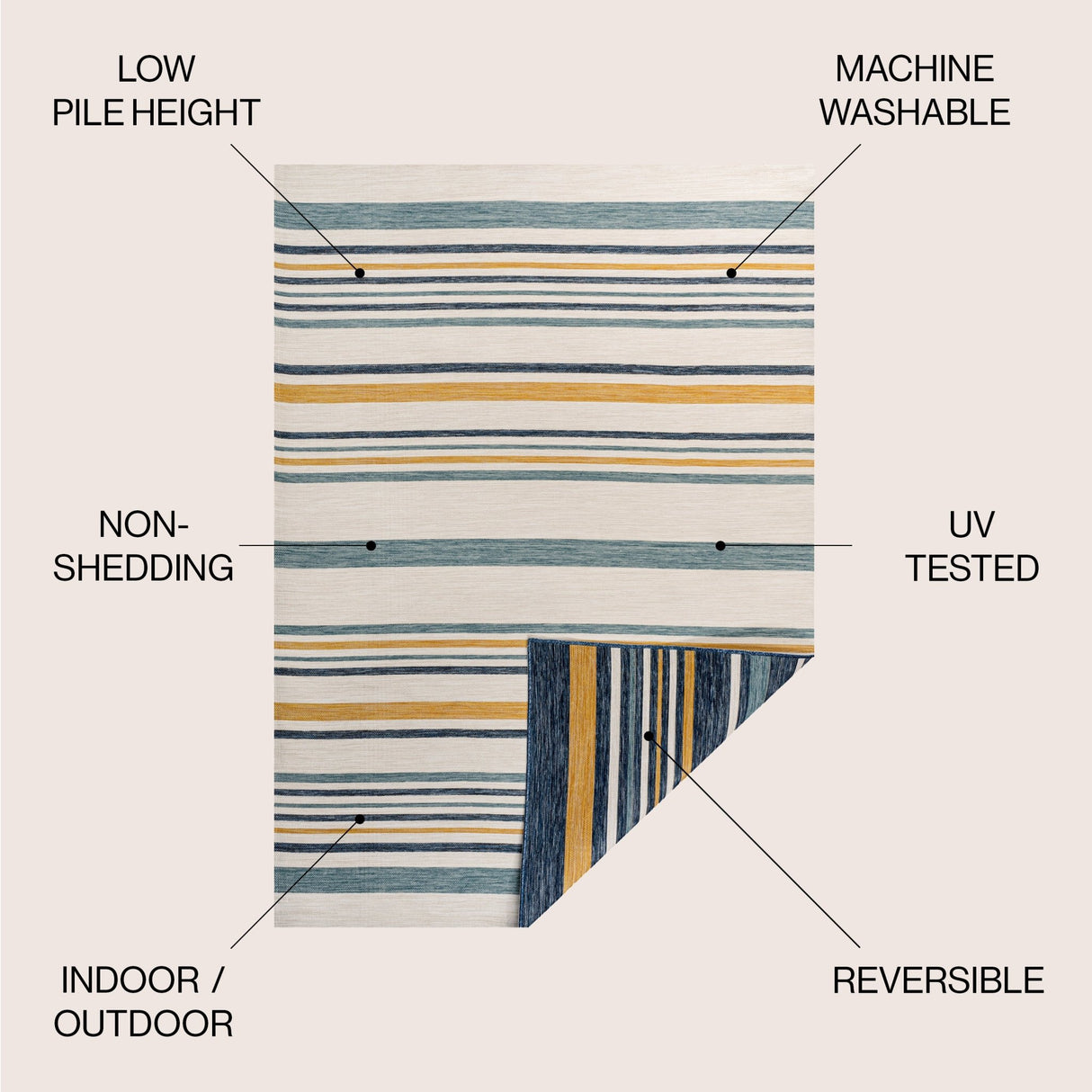 Janus Classic Coastal Ticking Stripe Reversible Machine - Washable Indoor/Outdoor Area Rug - Tuesday Morning - Area Rugs