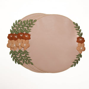 Jasmine Beige Round Faux Leather Placemat