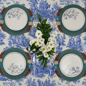 Jasmine Blue Round Faux Leather Placemats