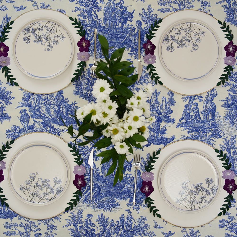 Jasmine White Round Faux Leather Placemat