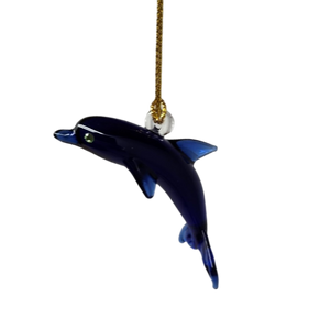Solid Blown Glass Dolphin Ornament