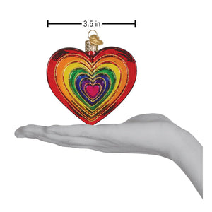 Rainbow Heart Glass Blown Ornament