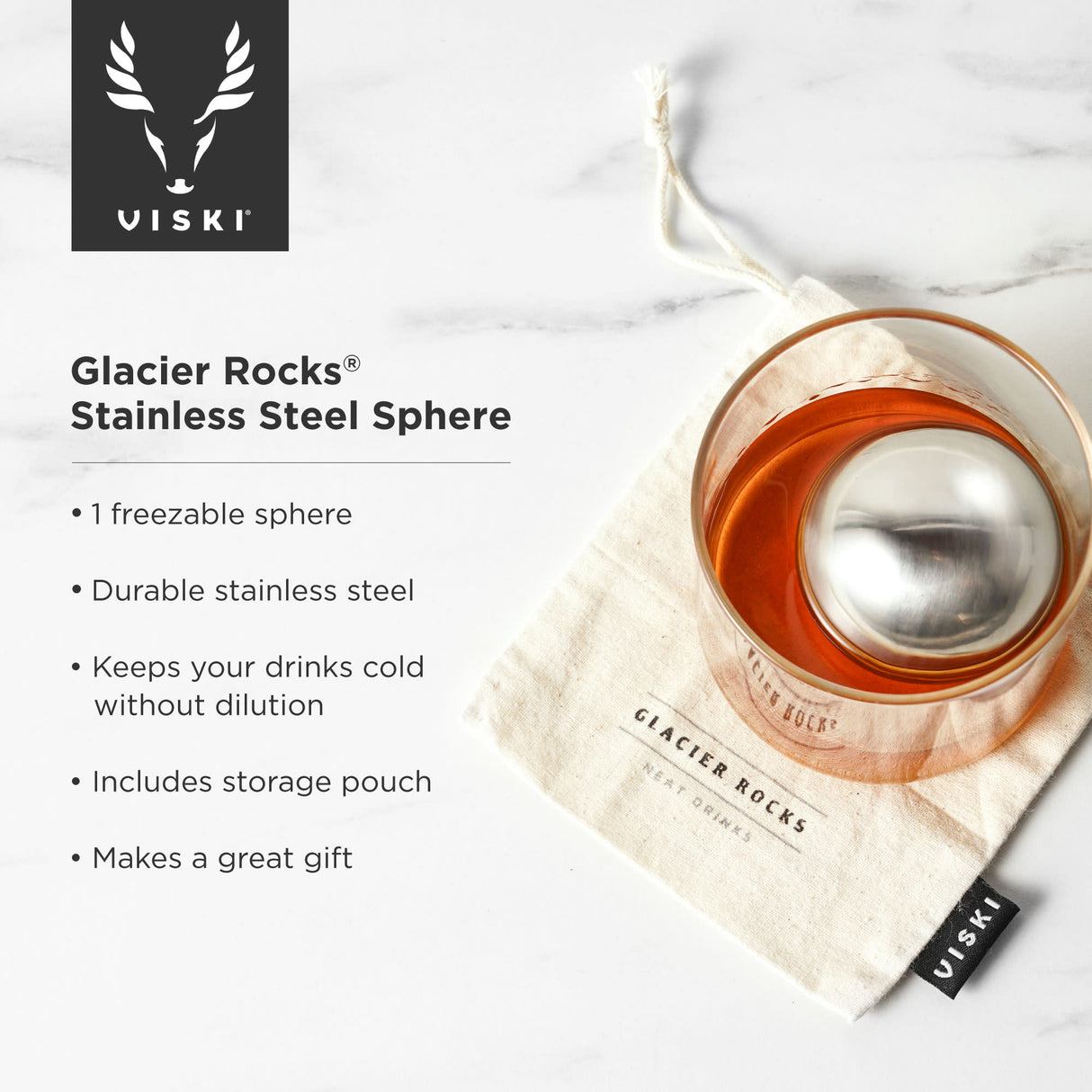 Glacier rocks® stainless steel sphere viski®